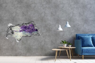 Hole wall sticker Lavender flowers on a wooden background