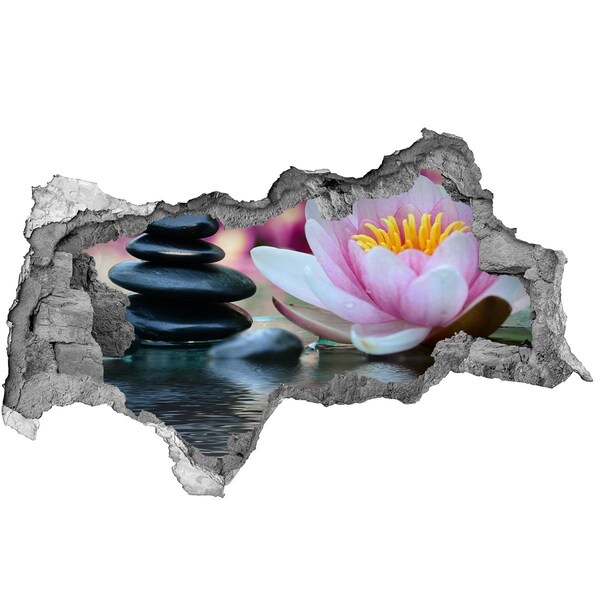 Hole in the wall decal Flowers and stones in a zen garden
