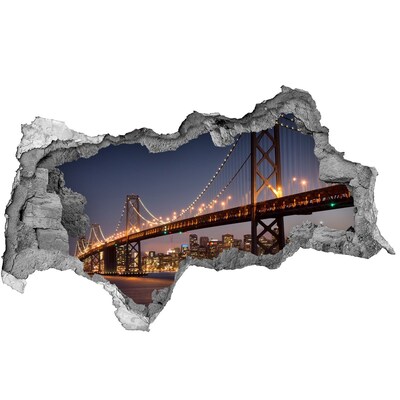 Hole wall sticker San Francisco Bridge at Night