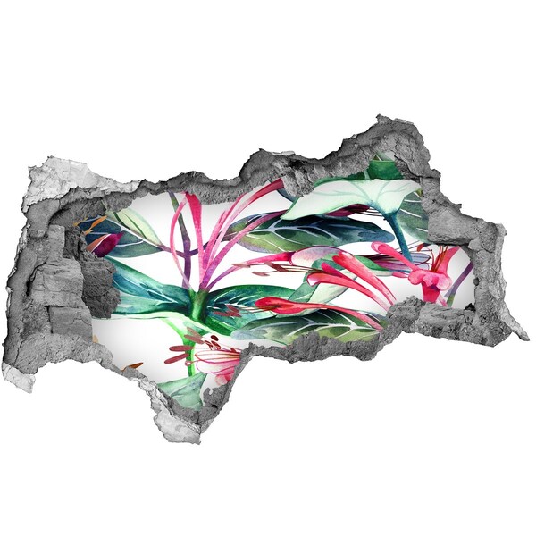 Hole wall sticker Flower garden behind the wall