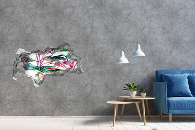 Hole wall sticker Flower garden behind the wall