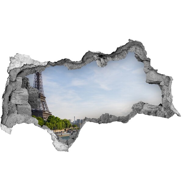 Hole wall sticker The Eiffel Tower in Paris
