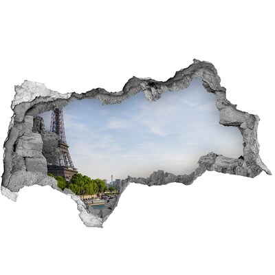 Hole wall sticker The Eiffel Tower in Paris