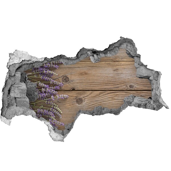 Hole wall sticker Lavender flowers in a wooden box