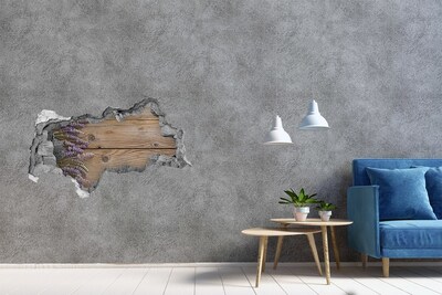 Hole wall sticker Lavender flowers in a wooden box