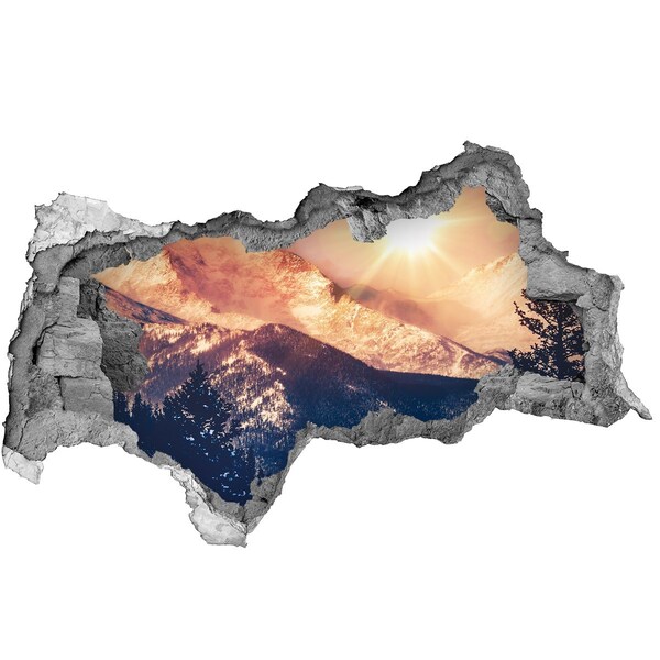 Hole in the wall sticker Mountain landscape at sunrise