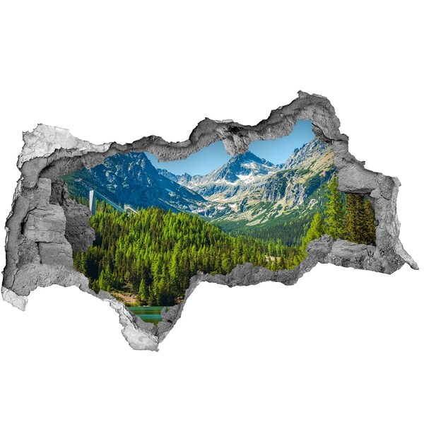 Hole in the wall sticker Mountain landscape with a lake