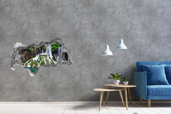 Hole in the wall sticker A waterfall in a green setting