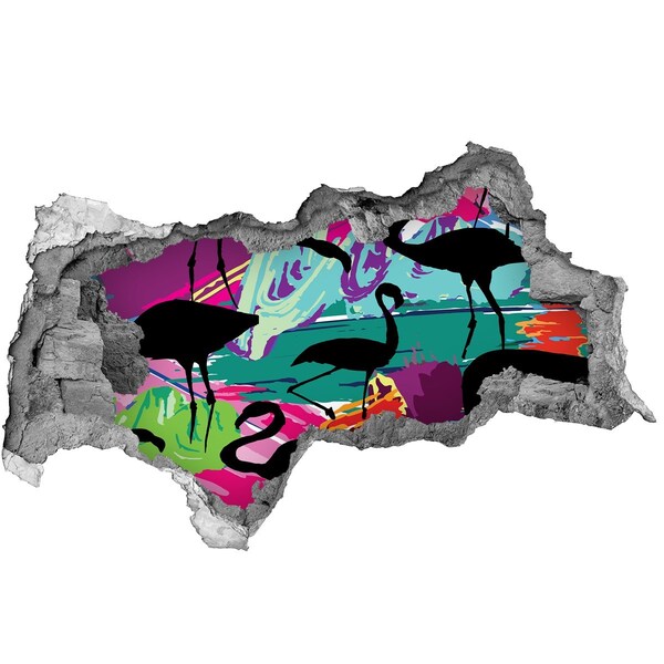 Hole wall sticker Flamingos on a tropical beach