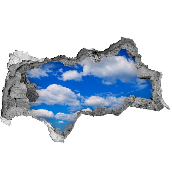 Hole in the wall sticker Blue sky with clouds