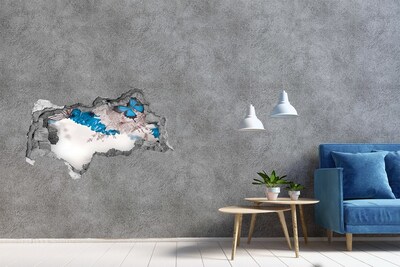 Hole wall sticker Floral landscape with butterflies