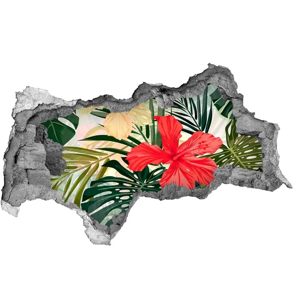 Hole wall sticker Tropical hibiscus garden
