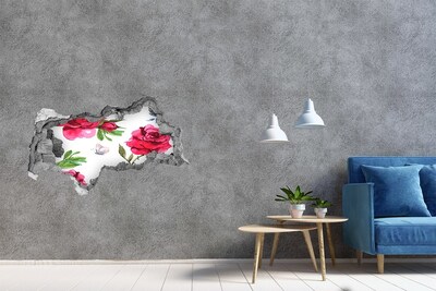 Hole in the wall sticker A flower paradise behind the wall