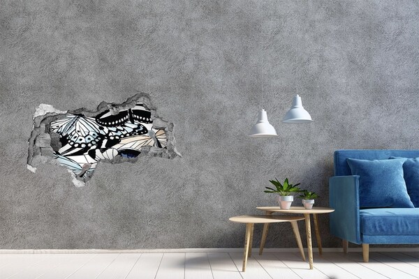 Hole wall sticker Butterflies in a colorful composition