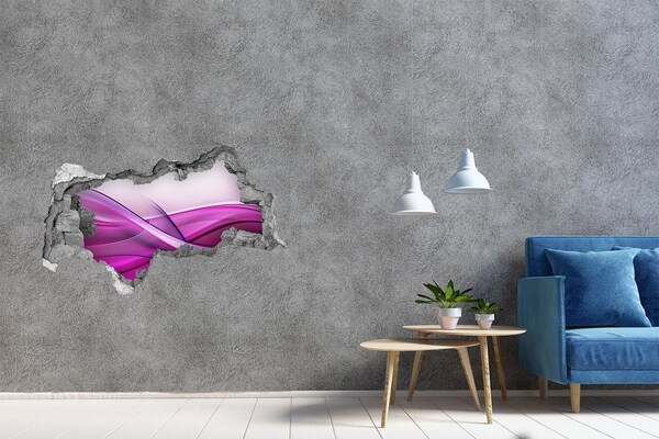 Hole in the wall sticker A wave in shades of purple
