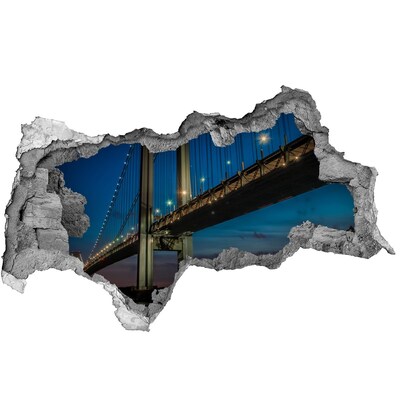 Hole in the wall sticker The bridge in the night scenery