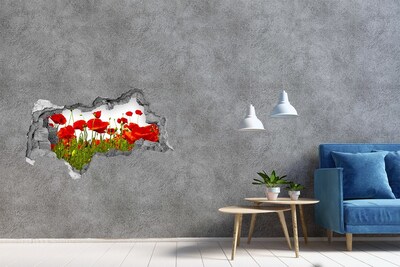 Hole wall sticker A floral paradise among the poppies