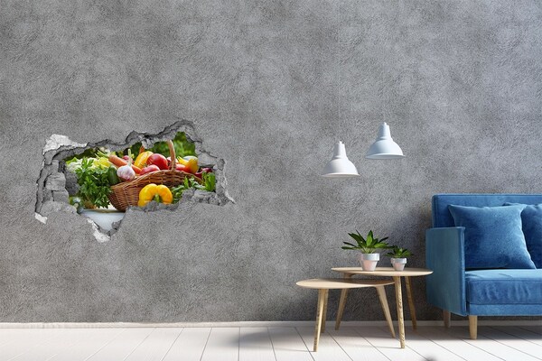 Hole in the wall decal A basket full of fresh vegetables