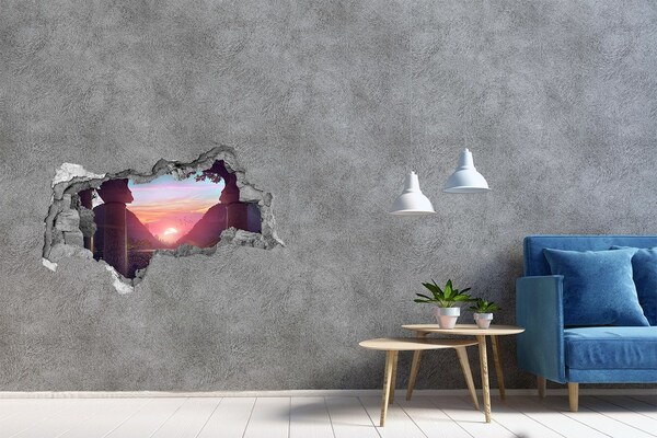 Hole in the wall sticker Sunset in a mountain valley
