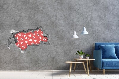 Hole in the wall sticker Pattern in a red shade