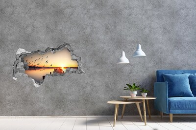 Hole wall sticker Sunset over the lake