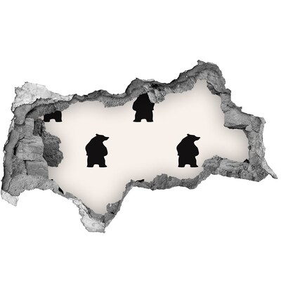 Hole in the wall decal Black bears against a ruined wall