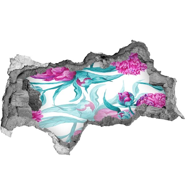 Hole in the wall sticker Flower garden behind the wall