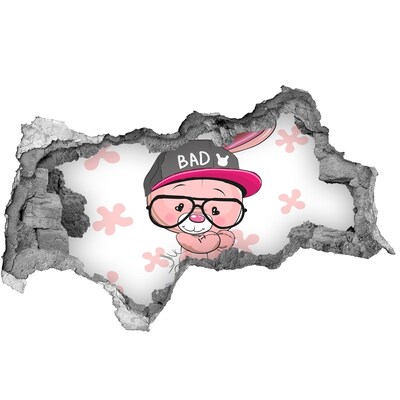 Hole in the wall decal Bunny in a hat