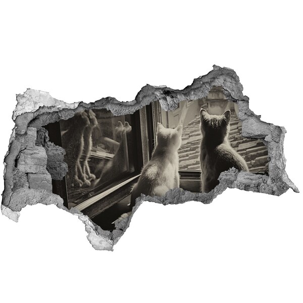 Hole in the wall decal Cats at the window