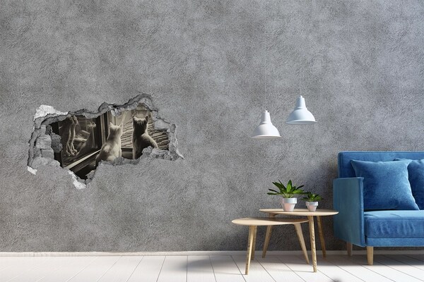 Hole in the wall decal Cats at the window