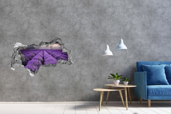 Hole in the wall decal Lavender fields in the light of the setting sun