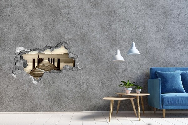 Hole wall sticker Pier over calm water