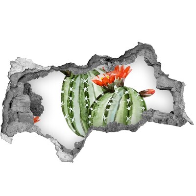 Hole in the wall sticker A cactus with a flower in a hole in the wall