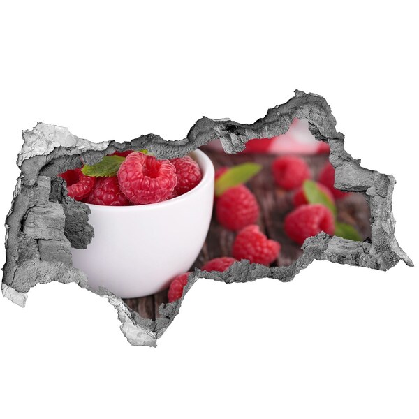 Hole in the wall sticker Raspberries in a bowl