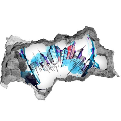 Hole in the wall sticker A modern city in ruins