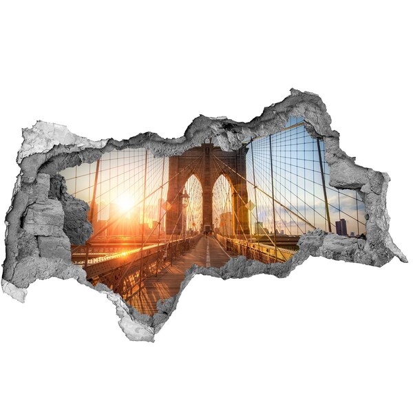 Hole wall sticker Brooklyn Bridge at sunset