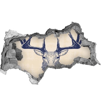 Hole wall sticker A moving deer in a hole in the wall