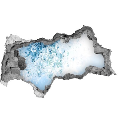 Hole in the wall decal Dandelions in blue