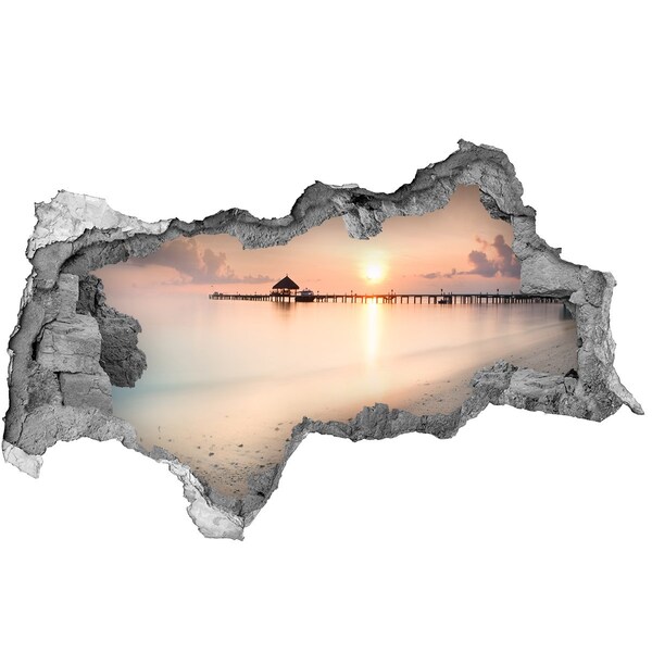 Hole in the wall sticker Sunset over the pier