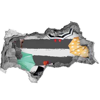 Hole wall sticker Mysterious beach with umbrellas