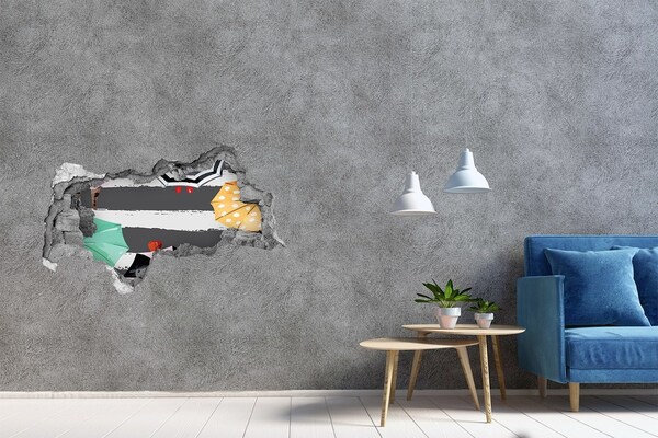 Hole wall sticker Mysterious beach with umbrellas