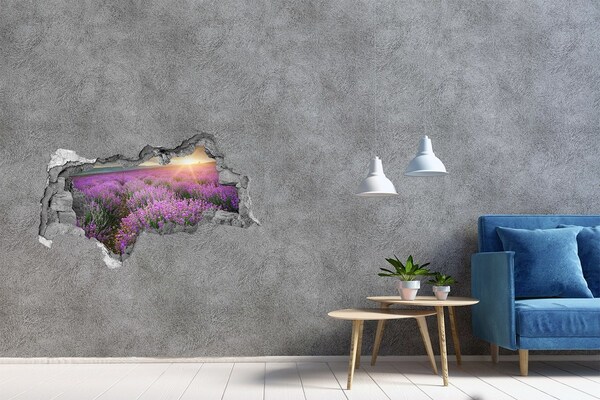 Hole in the wall decal Lavender field at sunrise