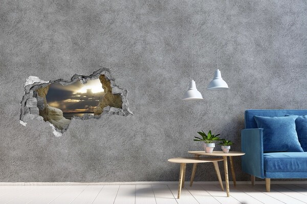 Hole in the wall decal Sunset over the sea