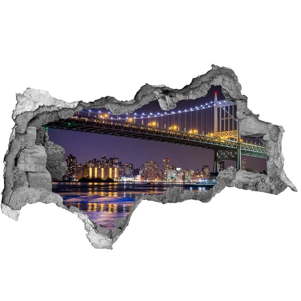 Hole wall sticker The bridge at night