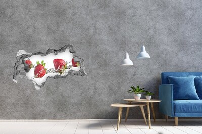 Hole in the wall sticker Strawberries in water