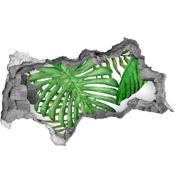 Hole wall sticker Green jungle behind the wall