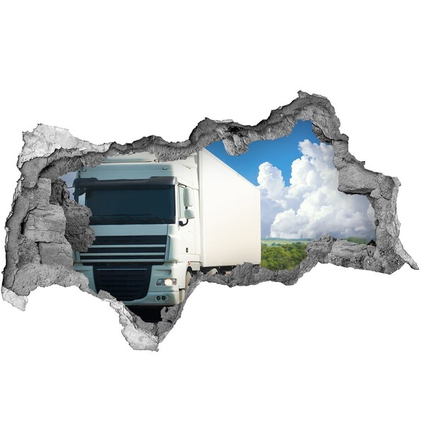 Hole in the wall sticker A truck on the road through a hole in the wall