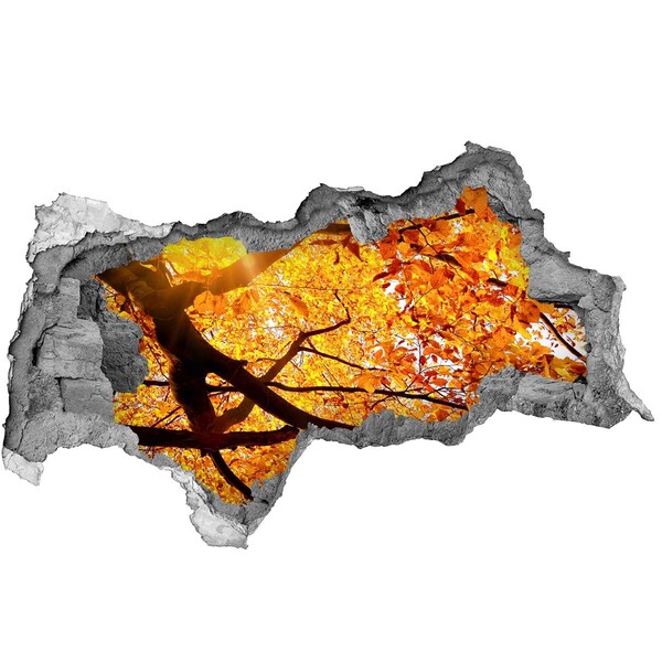 Hole in the wall sticker Golden autumn behind the wall