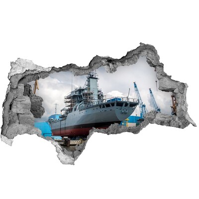 Hole wall sticker A ship in the shipyard