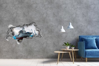 Hole wall sticker A ship in the shipyard